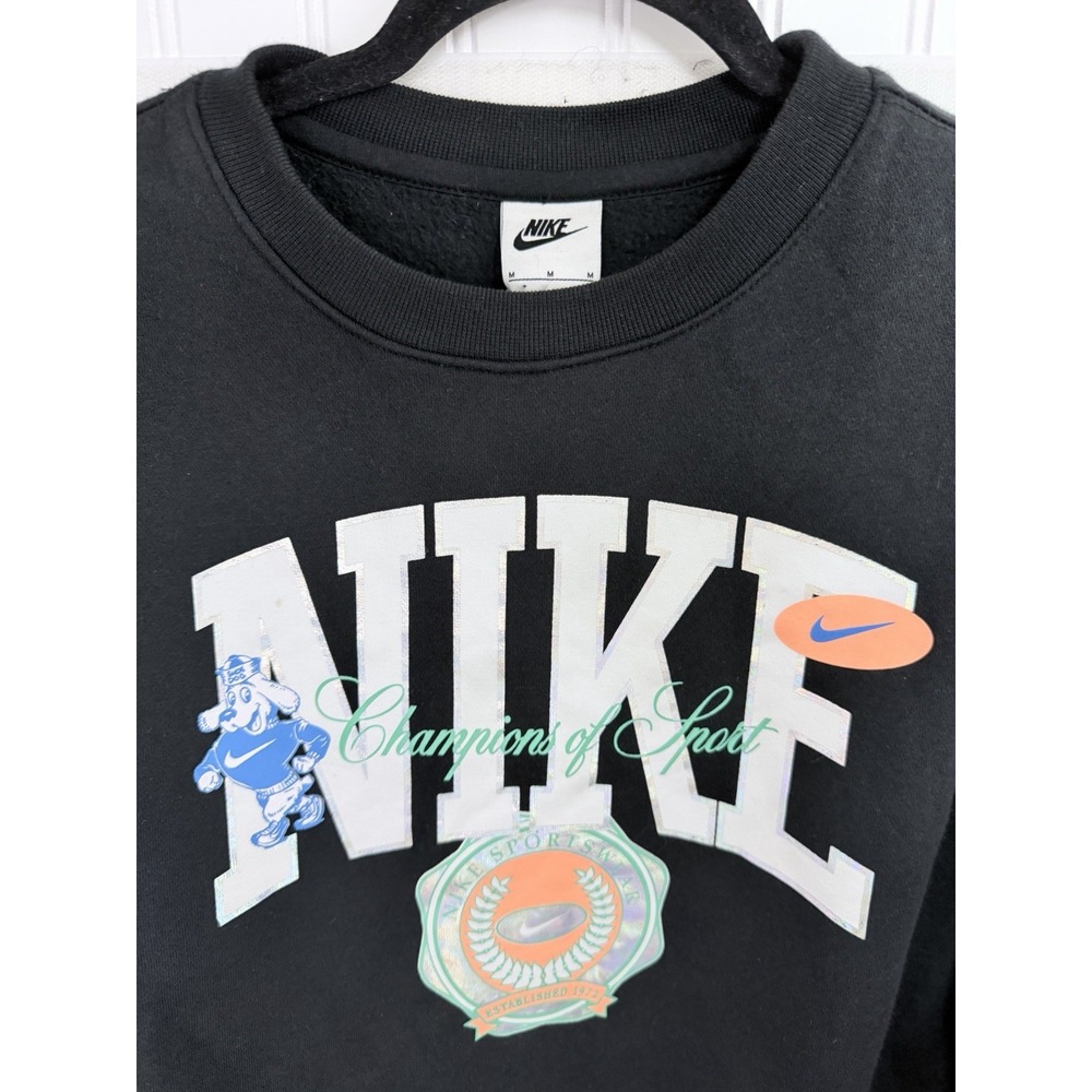 Nike Sweatshirt Mens Medium Black Excellent Champions of Sport‎ Shoe Dog Graphic